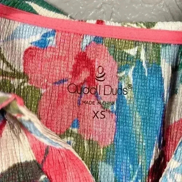 CUDDLE DUDS Tropical Floral 3/4 Sleeve Tunic Shirt Caftan Crinkle Crepe Women XS - Picture 7 of 13